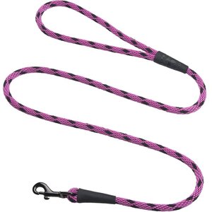Mendota Products Small Snap Checkered Rope Dog Leash, Black Ice Raspberry, 6-ft long, 3/8-in wide