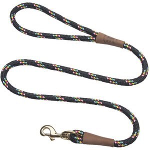 Mendota Products Large Snap Confetti Rope Dog Leash, Black Confetti, 4-ft long, 1/2-in wide