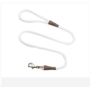 Mendota Products Large Snap Solid Rope Dog Leash, White, 4-ft long, 1/2-in wide