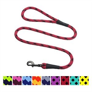 Mendota Products Large Snap Checkered Rope Dog Leash, Black Ice Red, 4-ft long, 1/2-in wide