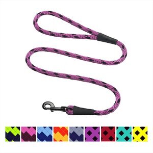 Mendota Products Large Snap Checkered Rope Dog Leash, Black Ice Raspberry, 4-ft long, 1/2-in wide