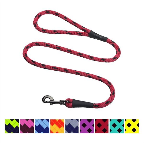 Mendota Products Large Snap Checkered Rope Dog Leash, Black Ice Red, 6-ft long, 1/2-in wide slide 1 of 2