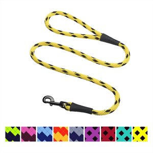 Mendota Products Large Snap Checkered Rope Dog Leash, Black Ice Yellow, 6-ft long, 1/2-in wide