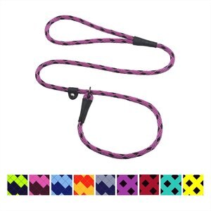 Mendota Products Small Slip Checkered Rope Dog Leash, Black Ice Raspberry, 4-ft long, 3/8-in wide