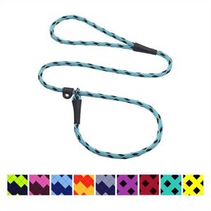 Mendota Products Small Slip Checkered Rope Dog Leash, Black Ice Tuquoise, 4-ft long, 3/8-in wide