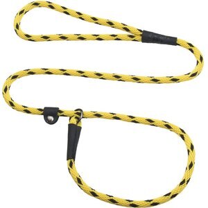Mendota Products Small Slip Checkered Rope Dog Leash, Black Ice Yellow, 6-ft long, 3/8-in wide