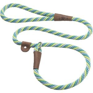 Mendota Products Large Slip Striped Rope Dog Leash, Seafoam, 4-ft long, 1/2-in wide