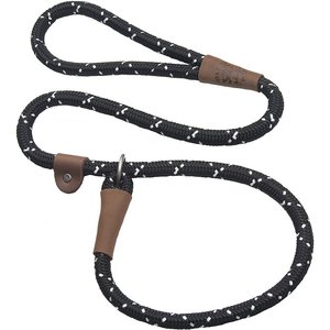 Mendota Products Large Slip Confetti Rope Dog Leash, Night Viz Black, 4-ft long, 1/2-in wide