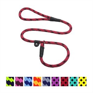 Mendota Products Large Slip Checkered Rope Dog Leash, Black Ice Red, 6-ft long, 1/2-in wide