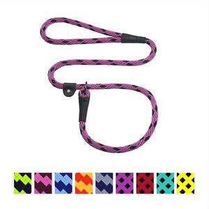 Mendota Products Large Slip Checkered Rope Dog Leash, Black Ice Raspberry, 6-ft long, 1/2-in wide