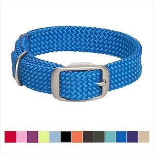 Mendota Products Double Braid Dog Collar, Blue, 24-in neck, 1-in wide