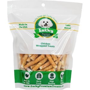 Lucky Premium Treats Extra Small Chicken Wrapped Rawhide Dog Treats, 150 count