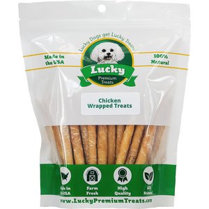 Lucky Premium Treats Small Chicken Wrapped Rawhide Dog Treats, 20 count