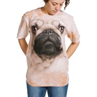 The Mountain Big Face Pug Unisex Adult Short Sleeve T-Shirt, Tan, Small