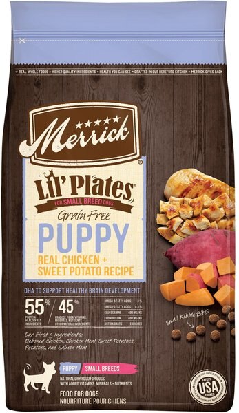 Merrick Lil' Plates Grain-Free Small Breed Dry Dog Food Puppy Real Chicken + Sweet Potato Recipe, 12-lb bag slide 1 of 9