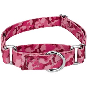 Country Brook Design Bone Camo Polyester Martingale Dog Collar, Pink, Small: 11 to 15-in neck, 5/8-in wide