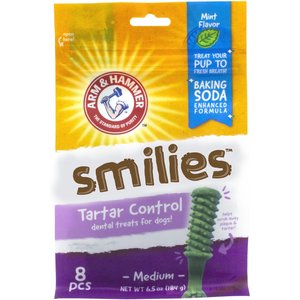 Arm & Hammer Smilies Tartar Control Medium Minto Flavor Dog Dental Chews, 8 count