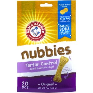 Arm & Hammer Nubbies Tartar Control Original Peanut Butter Flavor Dog Dental Chews, 20 count