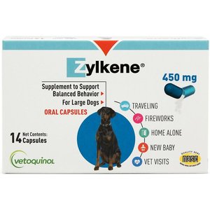Vetoquinol Zylkene Capsules Calming Supplement for Dogs, 14 count