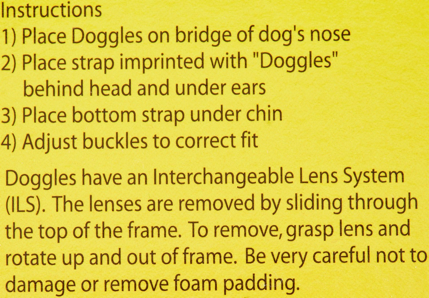 Doggles Size Chart