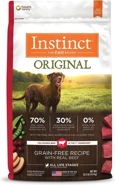 Instinct Original Grain-Free Recipe with Real Beef Freeze-Dried Raw Coated Dry Dog Food, 20-lb bag slide 1 of 11
