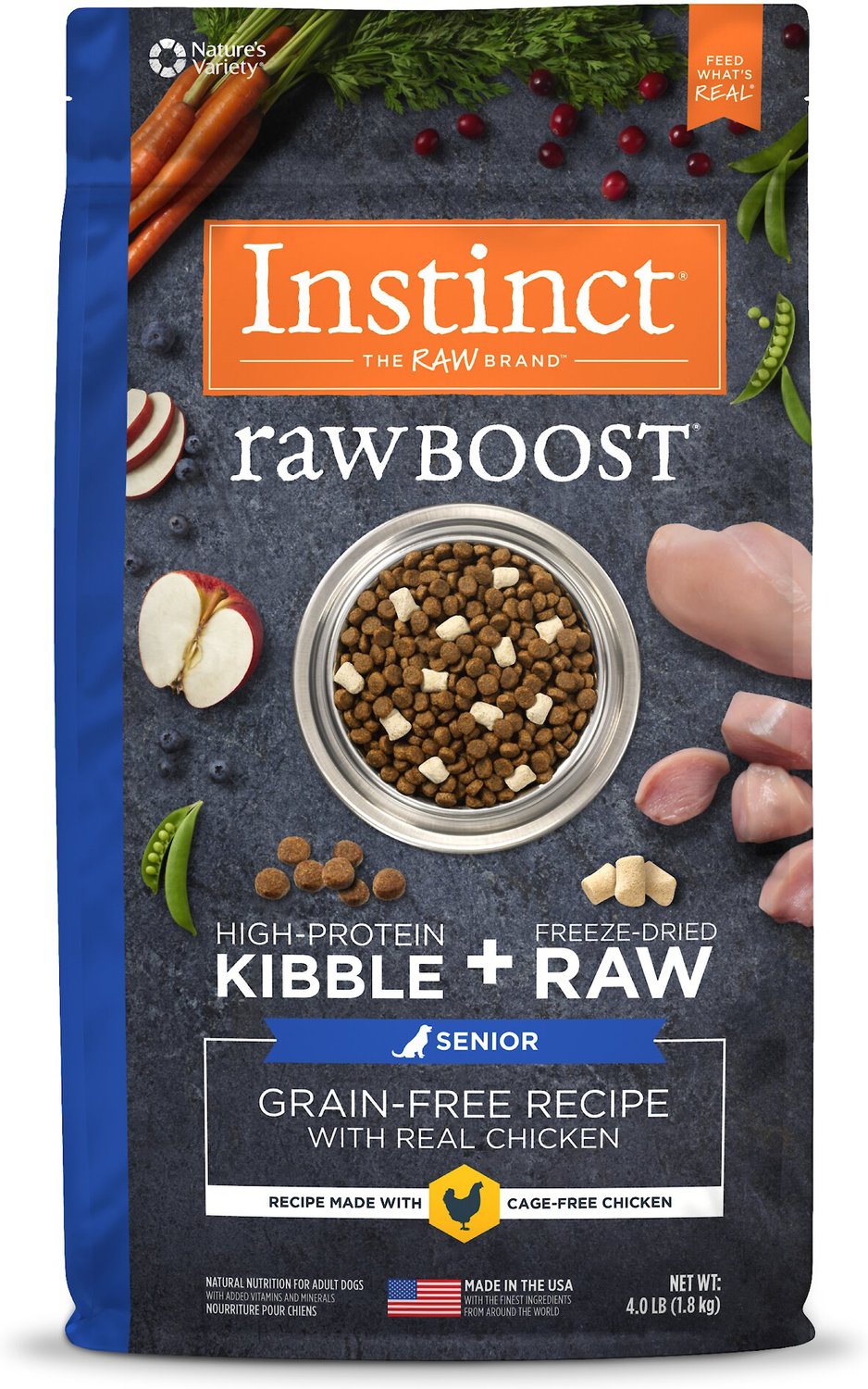 INSTINCT Boost Senior Grain-Free Recipe with Real & Freeze-Dried Raw Pieces Dry Dog Food, 4-lb bag - Chewy.com