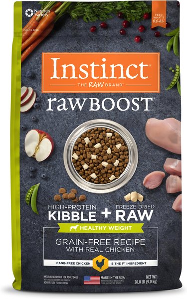 Instinct Raw Boost Healthy Weight Grain-Free Chicken & Freeze-Dried Raw Pieces Recipe Dry Dog Food, 20-lb bag slide 1 of 11