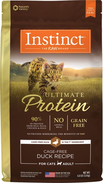 Instinct Ultimate Protein Grain-Free Cage-Free Duck Recipe Freeze-Dried Raw Coated Dry Cat Food, 4-lb bag slide 1 of 11