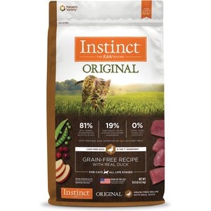 Instinct Original Grain-Free Recipe with Real Duck Freeze-Dried Raw Coated Dry Cat Food, 10-lb bag