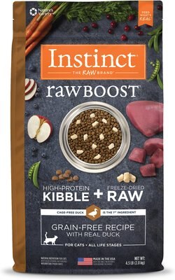 Instinct Raw Boost Grain-Free Recipe with Real Duck & Freeze-Dried Raw Coated Pieces Dry Cat Food, slide 1 of 1