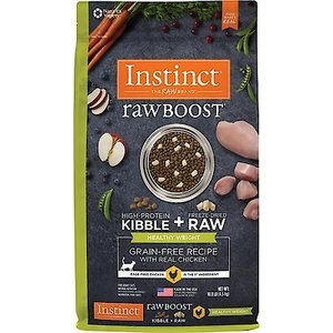 Instinct Raw Boost Healthy Weight Grain-Free Chicken & Freeze-Dried Raw Coated Pieces Recipe Dry Cat Food, 10-lb bag