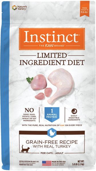 Instinct Limited Ingredient Diet Grain-Free Recipe with Real Turkey Freeze-Dried Raw Coated Dry Cat Food, 5-lb bag slide 1 of 10