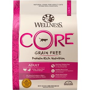 Wellness CORE Grain-Free Turkey, Turkey Meal & Duck Formula Dry Cat Food, 11-lb bag