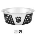 PetRageous Designs Fiji Non-Skid Stainless Steel Bowl, Black/Light Gray, 1.75 cup