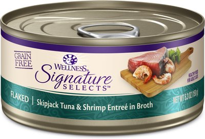 Wellness CORE Signature Selects Flaked Skipjack Tuna & Shrimp Entree in Broth Grain-Free Canned Cat Food, slide 1 of 1