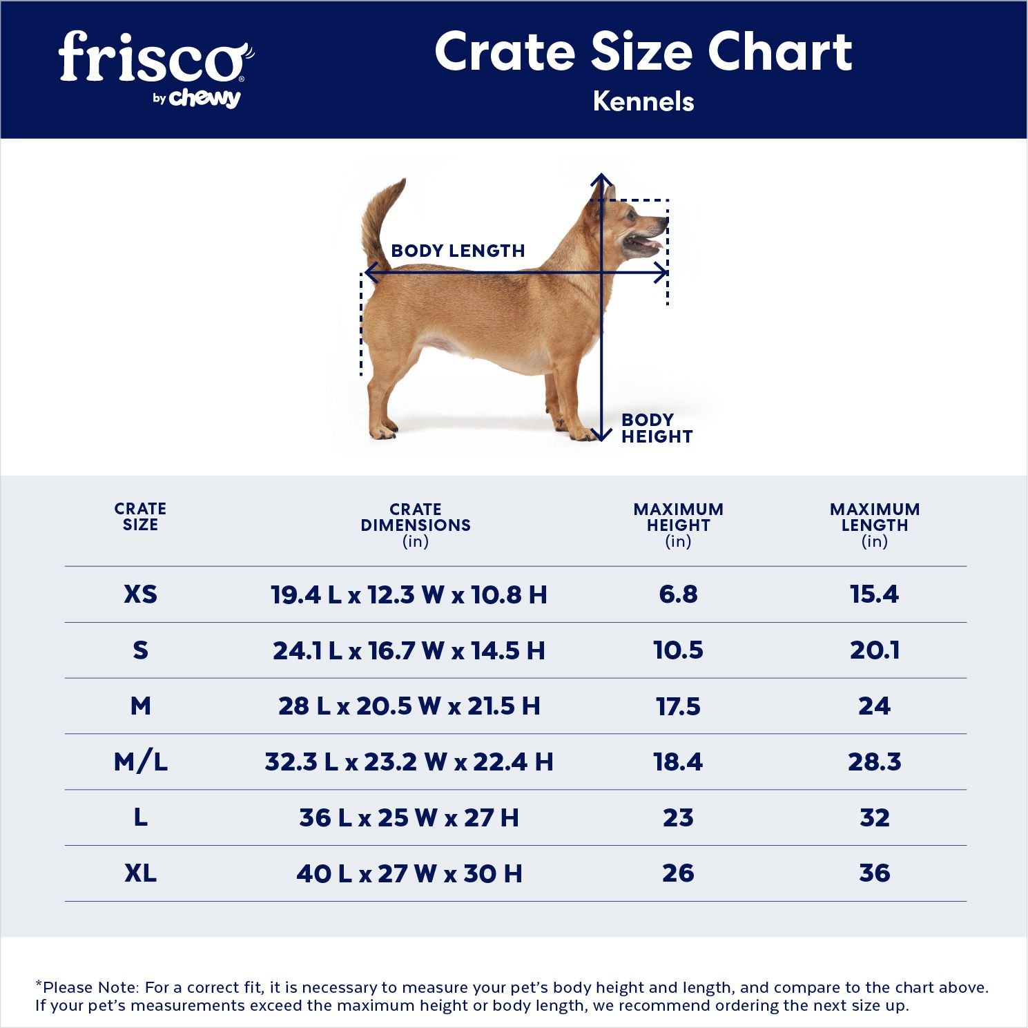 Pet Porter Size Chart