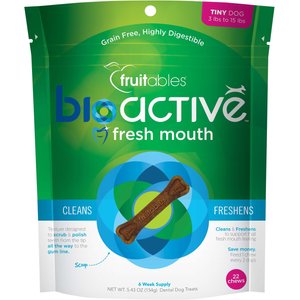 Fruitables BioActive Fresh Mouth Grain-Free Tiny Dental Dog Treats, 22 count