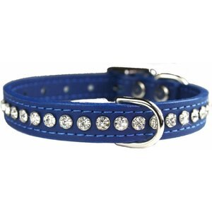 OmniPet Signature Leather Crystal Dog Collar, Blue, 14-in
