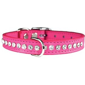 OmniPet Signature Leather Crystal Dog Collar, Pink, 10-in
