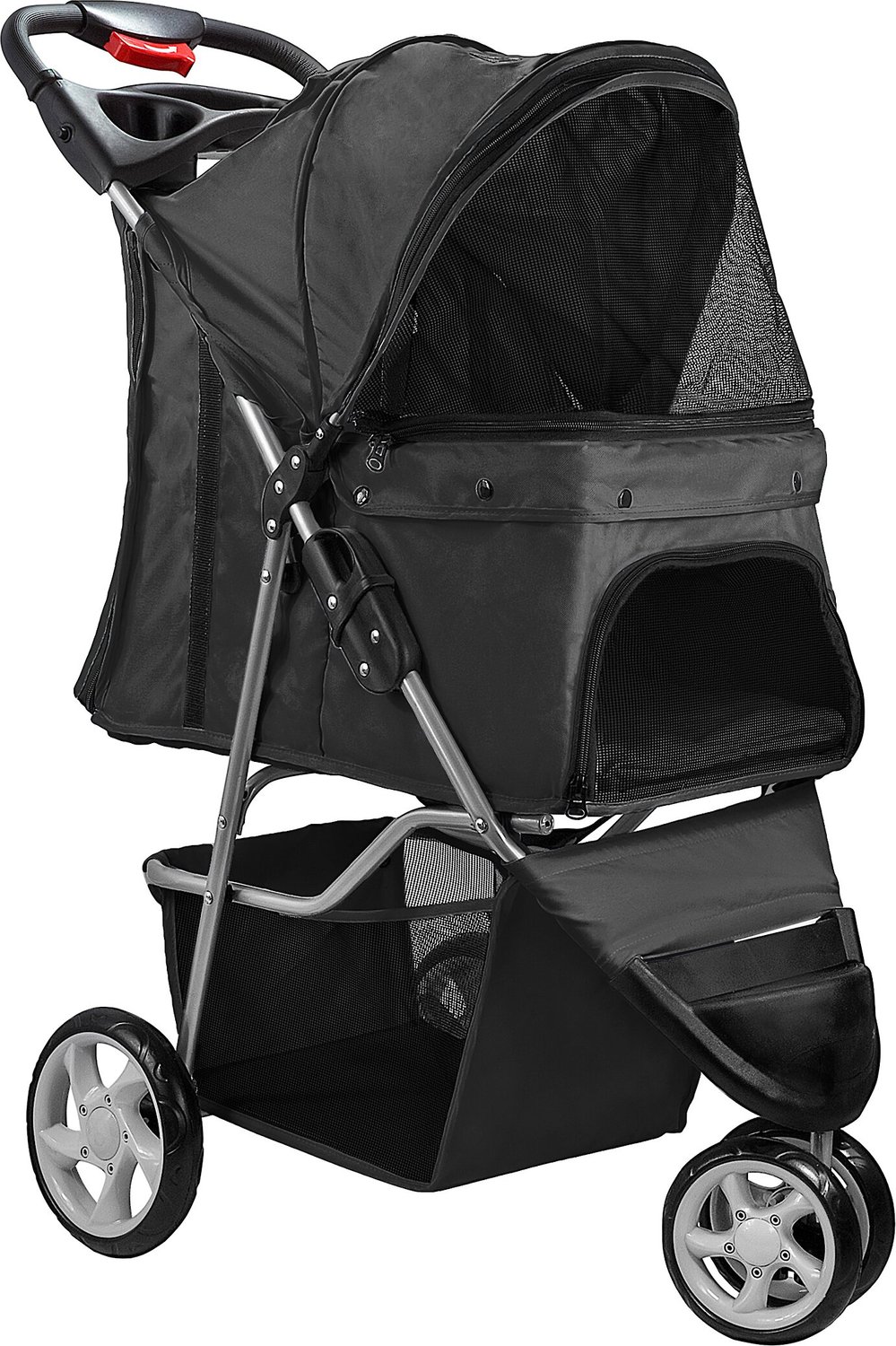 black dog stroller