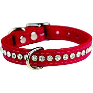 OmniPet Signature Leather Crystal Dog Collar, Red, 16-in