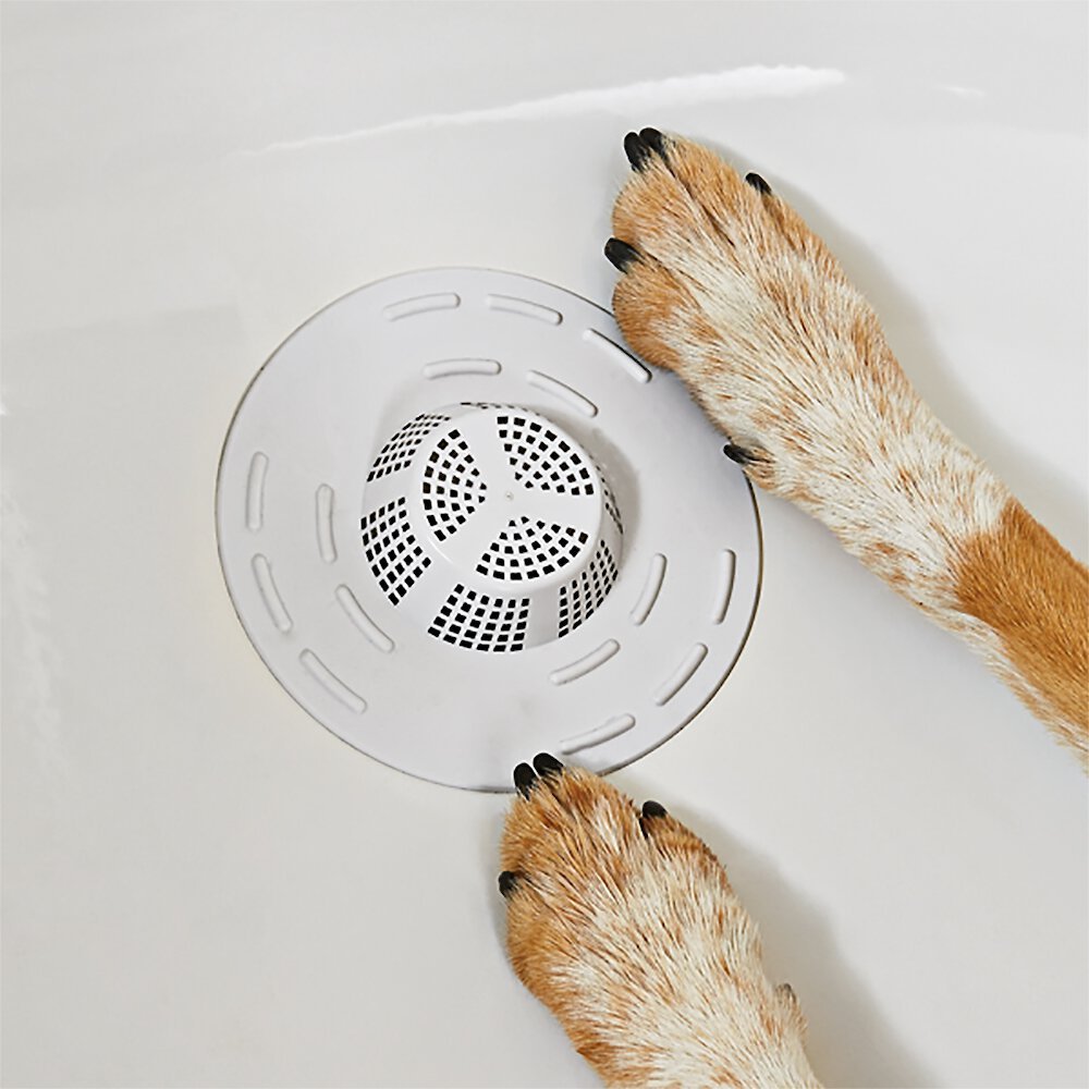 Rinse Ace Pet Hair Snare Drain Catcher, Bathtub Clogged With Dog Hair