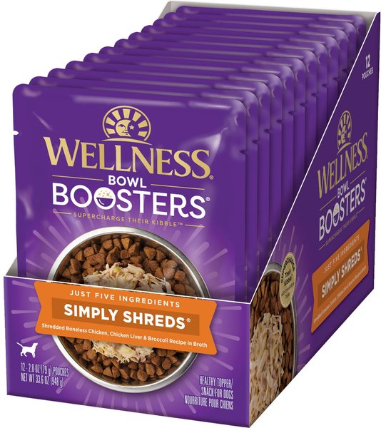 Wellness CORE Simply Shreds Chicken & Broccoli Wet Dog Food Topper, 2.8-oz, case of 12 slide 1 of 7
