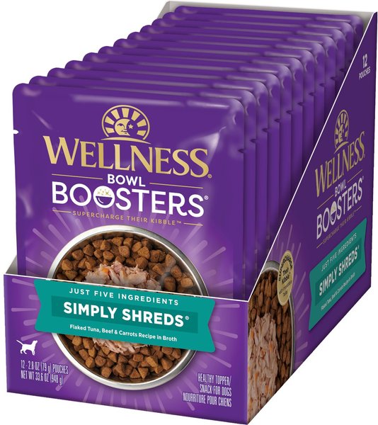 Wellness CORE Simply Shreds Tuna, Beef & Carrots Wet Dog Food Topper, 2.8-oz, case of 12 slide 1 of 7