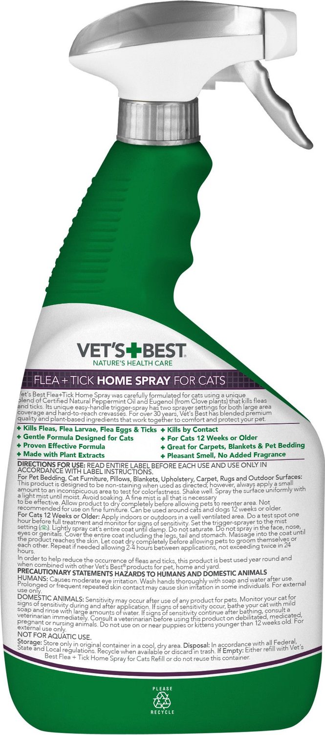 Vet's Best Cat Flea & Tick Home Spray, 32oz bottle