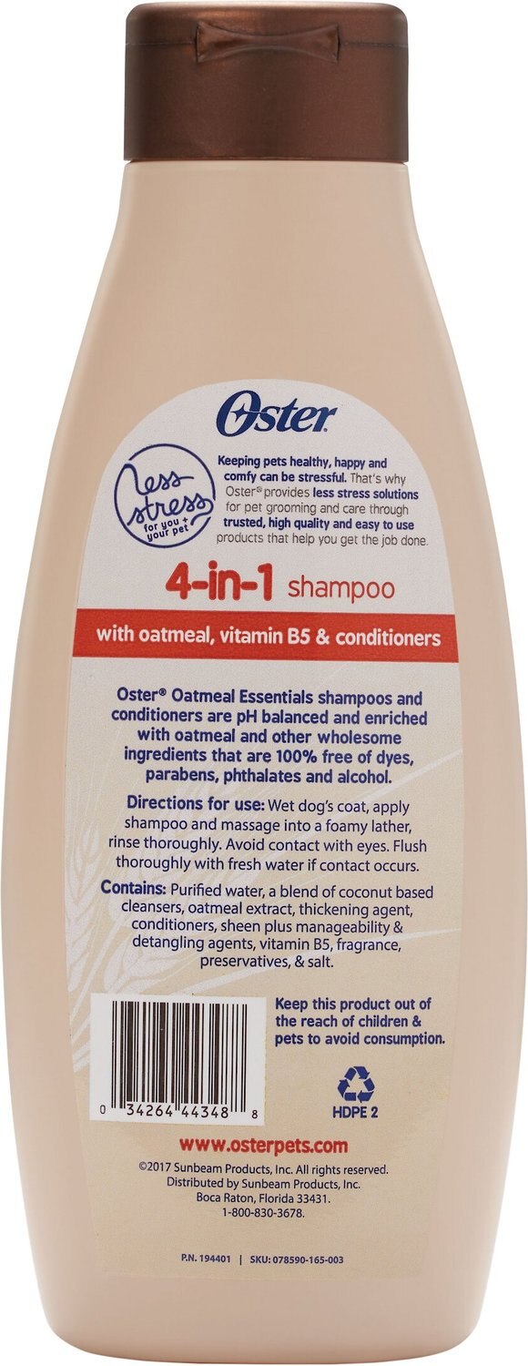 OSTER Oatmeal Essentials 4in1 Dog Shampoo, 18oz bottle, Mango Peach