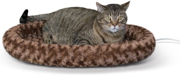 K&H Pet Products Thermo-Kitty Fashion Splash Heated Cat Bed, Mocha, Large slide 1 of 10