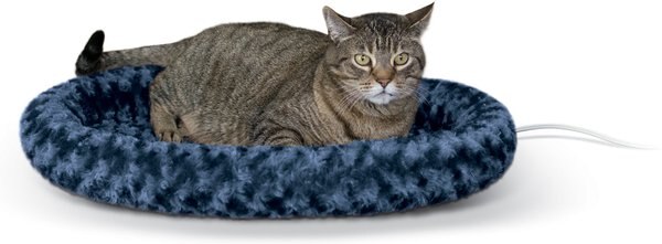 K&H Pet Products Thermo-Kitty Fashion Splash Heated Cat Bed, Blue, Large slide 1 of 10