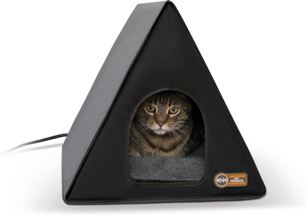 K&H Pet Products Heated A-Frame Cat House, Gray/Black slide 1 of 10