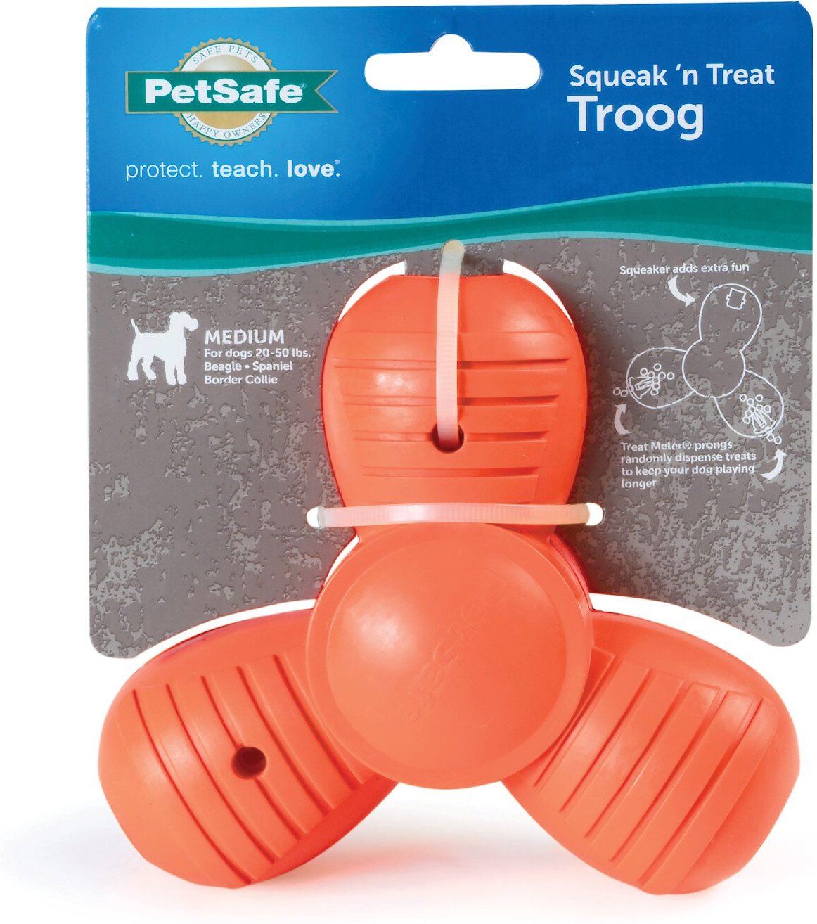PETSAFE Sportsmen SqueakNTreat Troog Tough Dog Chew Toy, Medium